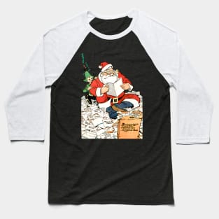 Santa Claus reading children's letters merry christmas retro vintage comic book Baseball T-Shirt